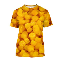 Fashion Casual Oversized Fun Corn graphic t shirts For Men Summer Trend Leisure Personality harajuku Printed Round Neck Tees Top