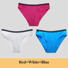 תחתוני נשים תחתוני כותנה מותן נמוכים מוצקים חמודים קשת רכים לנשימה 3 יח'\חבילה