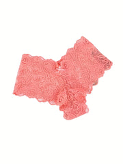 【 6 pcs 】 Women's sexy lace underwear breathable triangle pants solid color low waist T pants