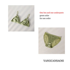 Women's Fashion and Sexy New Style Detachable Breathable Natural Mulberry Silk Underwear Set Sexy French Triangle Cup Underwear