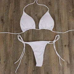 Sexy Bikini Set For Women Summer Split Two-piece Brazilian Swimsuit Lace-up Bra And Thong Female Beachwear