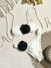 טלאי פרחים 3D סקסי בגדי ים חוטיני ביקיני 2024 נשים שרוכים בגד ים הלטר שרוך שחייה בגד ים Biquini Mujer