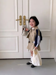 Children Clothing Set Girls Korean Style 2024 New Fashionable Spring and Autumn Suits Girls Baby Coat Short Skirt Two Piece Set