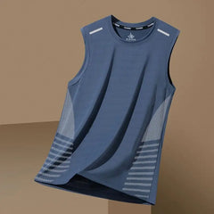 Sommerliches, schnelltrocknendes, atmungsaktives Sport- und Fitness-Unterhemd für Herren, ärmellos, mit breiten Schultern, schweißableitendes T-Shirt-Top