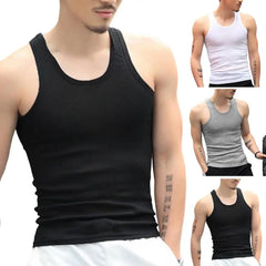 Men Vest O-neck Sleeveless Tank Tops Slim Fit Summer Vest Fitness Gym Workout Undershirt Bodybuilding Running Vest
