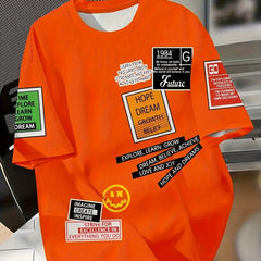 Men'S Fashion Crew Neck T-Shirt,100% Polyester Short Sleeve,Summer All Over Print Tee,Regular Fit,Slight Stretch,Knit Fabric,