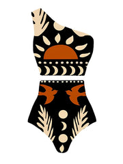 2025 כתף אחת גבוהה מותן ביקיני נשים בגד ים נשי מרופד בגדי ים מתרחצים רחצה שחייה בגד ים קיץ וחוף