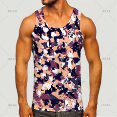 Men's Camoufiage Casual Sportwear Tees Summer Sleeveless 3D Camo Print Solider Vest Fitness Daily Oversized Male Tactic Tops