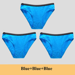 תחתוני נשים תחתוני כותנה מותן נמוכים מוצקים חמודים קשת רכים לנשימה 3 יח'\חבילה