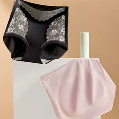 Lingerie Flower Slimming Shapewear Ice Silk High Waist Body Shaping Briefs Underpants Seamless Tummy Control Underwear Female