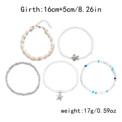 קיץ בוהמי כוכב ים צדף קונכייה צמידי לנשים גברים אופנה צבעוני חרוזים צמיד חוף תכשיטי חג מסיבת אביזרים