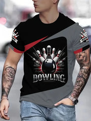 חולצת טריקו מודפסת בתלת מימד לגברים, ג'רזי באולינג, קיץ סיבתי, שרוולים קצרים, חולצות גדולות, בגדי גברים, גרפיים, חולצות טי