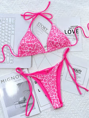 Zebra Print Halter micro Bikini 2025 women Bandeau String Swimsuit Female swimwear Neon Shiny bikini set Leopard Bathing Suit