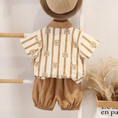 Baby Boy Clothes Set T-Shirt+Shorts Kids Boy Summer Clothing Set Cute Cartoon Bear Outfit Set Infant Toddler Tee Shirt Pants