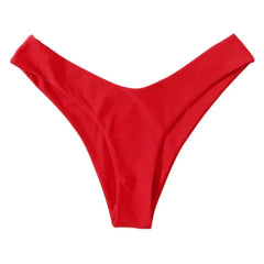 בגד ים לנשים ביקיני תחתונים גבוהים מותן בגדי ים תחתון בצבע אחיד תחתוני בגד ים נשי בגדי ים חוף