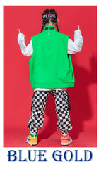 Kid Hip Hop Clothing Sleeveless Jacket Top Streetwear Checkered Tactical Cargo Jogger Pants for Girls Boys Dance Costume Clothes
