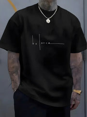 Men's summer pure cotton fashionable casual sports loose trend balance letter print round neck short sleeved T-shirt top