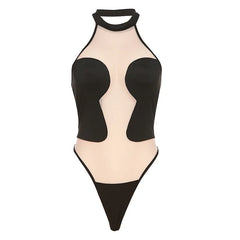 סט ביקיני סקסי לנשים עם טלאים מודפסים, רשת ופשתן, בגד ים חוף, בגד ים שקוף, תחרה וקו Push-Up