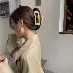 סט 4 יחידות לנשים, טופר שיער, סגנון פשוט, צבע אחיד, קליפסים גדולים לשיער, קליפסים מרובעים, מלבניים, אביזרי שיער אופנתיים