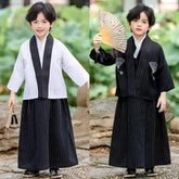 Traditionelles japanisches Kimono-Kostüm für Kinder, Samurai-Kleidung für Kinder, Kimono-Sets mit Strickjacke für Jungen, Bühnenkleidung für Kinder
