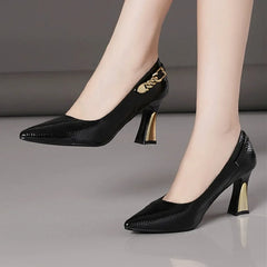 Women Luxury Black Patent Leather Soft Stiletto Heel Shoes for Office Female Fashion Comfortable Party Pumps Zapatos De Mujer