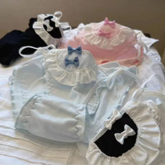 Women's Underwear Panty Sexy Lace Panties Japanese JK Girls Cute Bowknot Kawaii Comfort Briefs Cos Maid Lace Up Female Lingerie