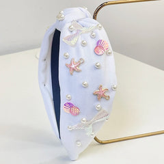 נשים בנות חג ים חוף כוכב ים פנינה קשר גומייה לשיער אביזרי שיער תכשיטי שיער