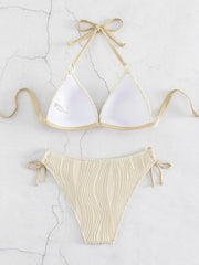 Sexy Bikini 2025 Women White Black Lace Up Backless Padded Micro Swimsuit Push Up Beach Bathing Suit Tie Side Thong Swimwear