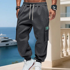 Men's Plush Thick Heavyweight American Workwear Sweatpants with Multiple Pockets Outdoor Jogging Pants Loose Casual Sports Pants