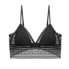 French Lace Lingerie for Women Sexy U-shaped Large Backless Thin Style Without Steel Rings Triangular Soft Cup Bra Cover