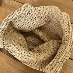 Women Beach Vintage Handmade Woven Shoulder Bag Raffia Rattan Shopping Bags Bohemian Ladies Summer Travel Vacation Casual Totes
