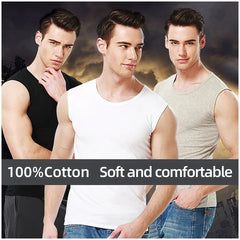 Four Seasons Slim Men's Pure Cotton Vest Simple Fashion Sports Vest Youth Fitness Training Play Sleeveless Round Neck T