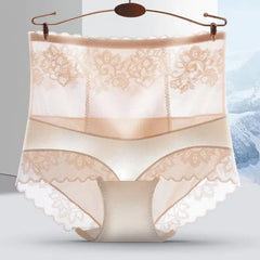 Hochtaillierte Kompressionsunterwäsche für Damen, Sommer, sexy Spitze, ultradünn, nahtlos, antibakteriell, Triangel-Hose, Alltag