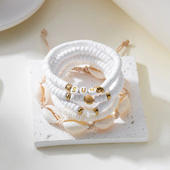 קיץ בוהמי כוכב ים צדף קונכייה צמידי לנשים גברים אופנה צבעוני חרוזים צמיד חוף תכשיטי חג מסיבת אביזרים