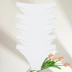 FINETOO 5PCS/Set M-XXL Panties Women Cotton Lingerie Woman Underwear Sexy Femme Underwear Girls Underpant Panty 7 Solid Colors