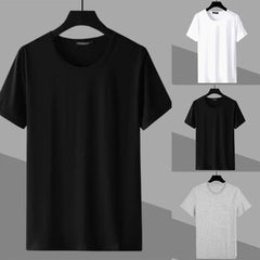 Casual Men's O Neck Solid Color Short Sleeve T Shirts Casual Slim Fit T Shirt Tee Top Pullover For Men Clothing