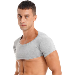 Herren Sport Fitness Top Atmungsaktives Stretch Mini Short Crop Top Party Club Tanz T-Shirt Casual Unifarben Bodybuilding Tops