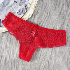 Sexy Lace Thong Women Low Waist Panties Transparent Underwear Hollow Out Female Lingerie Elasticity Comfortable Underpants