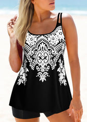 Floral Pattern 2 Piece Set Tankini, Skirted Style with Boyshorts Swimsuits, Women's Swimwear & Clothing Summer Sexy Bikini