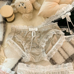 Sexy Damen-Spitzenhöschen, Unterwäsche aus Satin-Mesh, tief sitzende, hohle Slips, Tanga