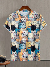 Men's T-Shirts Cute Cat Pattern 3D Print Tops Tees Summer New Women's Streetwear Fashion Oversized T Shirt Men Clothing