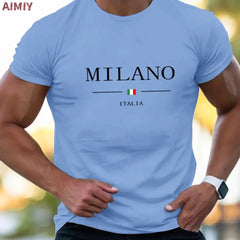 Man T Shirt Casual Oversized Sports Loose Plus Milano Print Clothing Comfortable Shopping Round Neck Short Sleeved T-Shirt Top