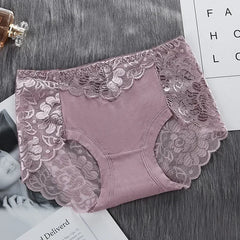 Women's Cotton Underwear Panties Sexy Lace Mid-Waist Hollow Female Briefs Hip Lift Underpants for Lady Lingerie Нижнее Белье