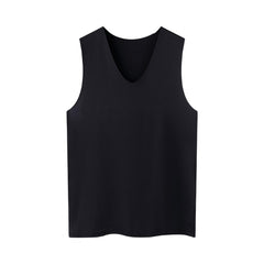 Male Summer Ice Silk T-Shirts Sleeveless V-Neck Vest Tank Top Breathable Cool Sports Undershirt Casual Gyms Running Vest M-5XL