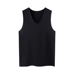 Male Summer Ice Silk T-Shirts Sleeveless V-Neck Vest Tank Top Breathable Cool Sports Undershirt Casual Gyms Running Vest M-5XL