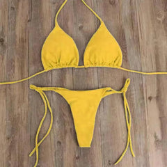 Sexy Bikini Set For Women Summer Split Two-piece Brazilian Swimsuit Lace-up Bra And Thong Female Beachwear