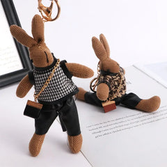 Stofftier-Anhänger für Kinder, Jungen-Taschenanhänger, Mädchen-Auto-Accessoires, Damen-Schlüsselanhänger mit Hasenmotiv im koreanischen Stil