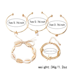 קיץ בוהמי כוכב ים צדף קונכייה צמידי לנשים גברים אופנה צבעוני חרוזים צמיד חוף תכשיטי חג מסיבת אביזרים