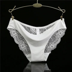 Women's Sexy Lace Panties Seamless Cotton Breathable Briefs Girls Transparent Underpants Plus Size Brand Underwear 1 Piece