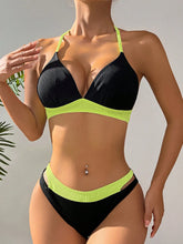 Color Block Triangle Bikini 2025 Women Cut-out Waist Swimwear Female Sexy Swimsuit Beachwear Bathing Swimming Swim Suit